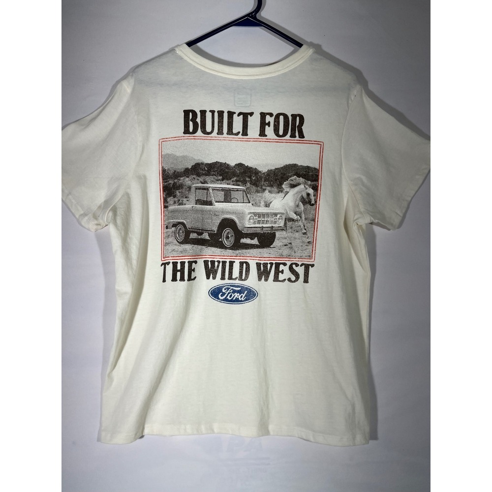 Ford Bronco Built For The Wild West Graphic Tee Unisex Cream XL Vintage Style - Picture 3 of 5